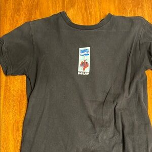 HUF Black Short Sleeve Tee with Chest Graphic